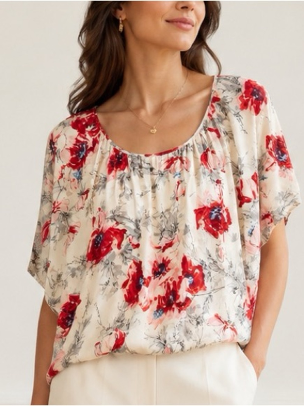 Cabi Gypsy Floral 100% Silk Cottagecore Romantic Whimsical Blouse, Size Medium